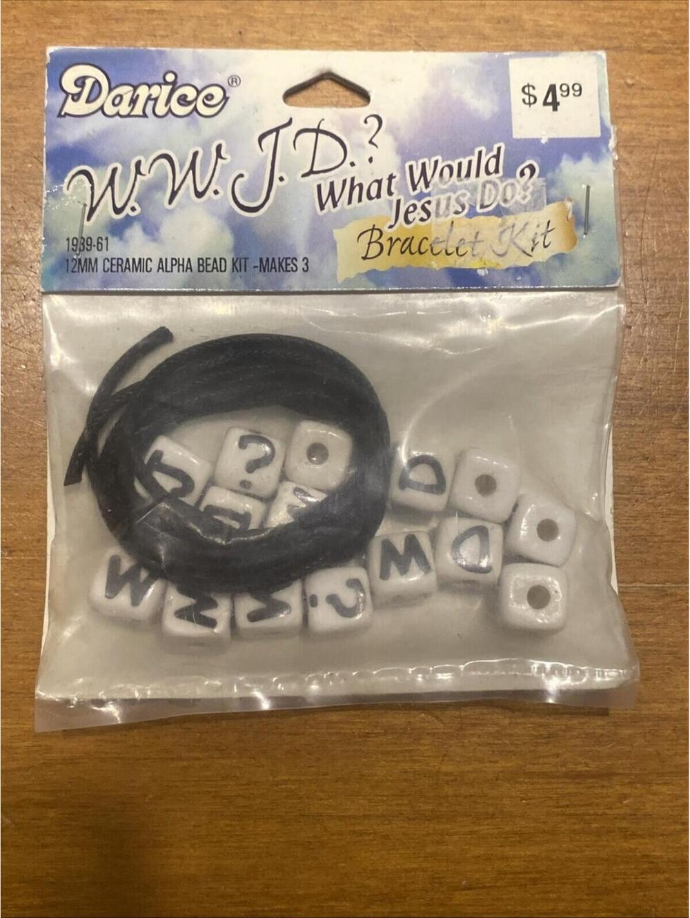 WWJD? Bracelet Kit What Would Jesus Do Makes 10 Vintage Crafts Lead Free H1
